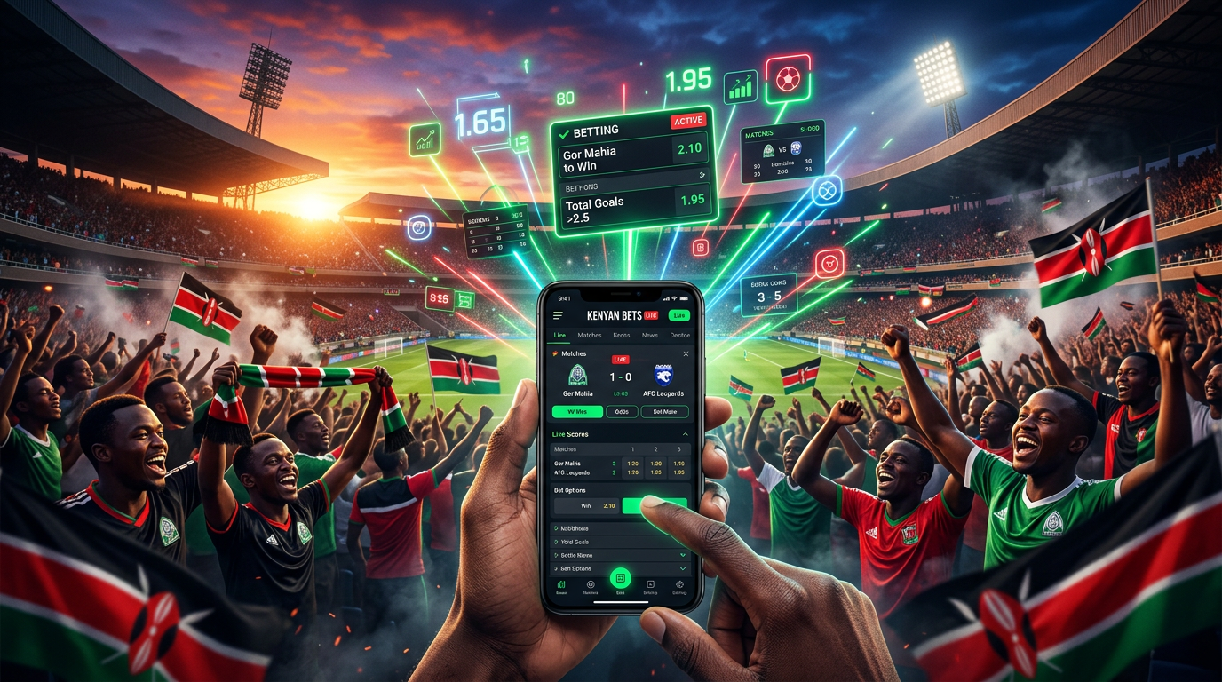 Comparison of top betting sites in Kenya with sports betting markets, live betting options, welcome bonuses, and mobile-friendly platforms